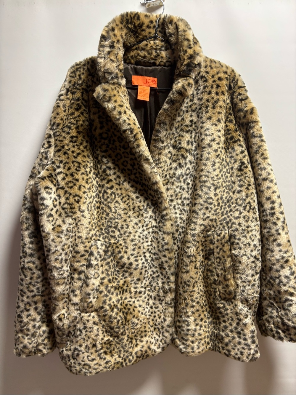 Joe Fresh Leopard Print Faux Fur Jacket in Tan and Black